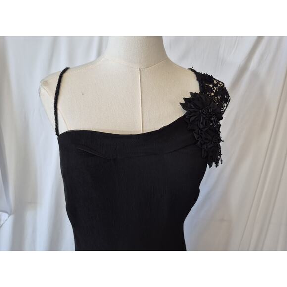 Vintage Collette Dinnigan 100% Silk Black Y2K Gown Dress Medium Embellished - Picture 2 of 12